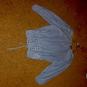 Blue and White Stripped Corset Shirt